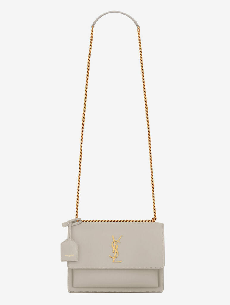 YSL Sunset Bag Medium Vintage Blanc White Leather