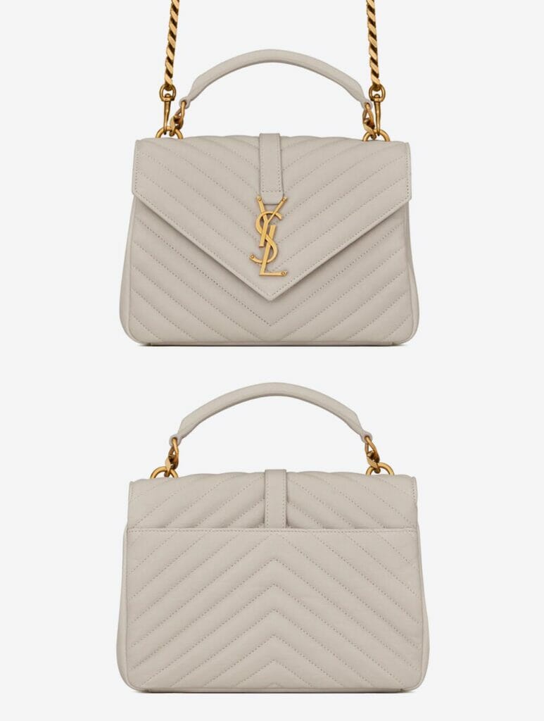 YSL college bag in blanc vintage white leather gold hardware
