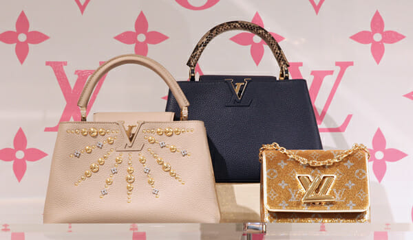 Luxury Leather Louis Vuitton Lvmh Leather Bags Stock Photo