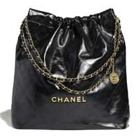 large chanel 22 bag black gold