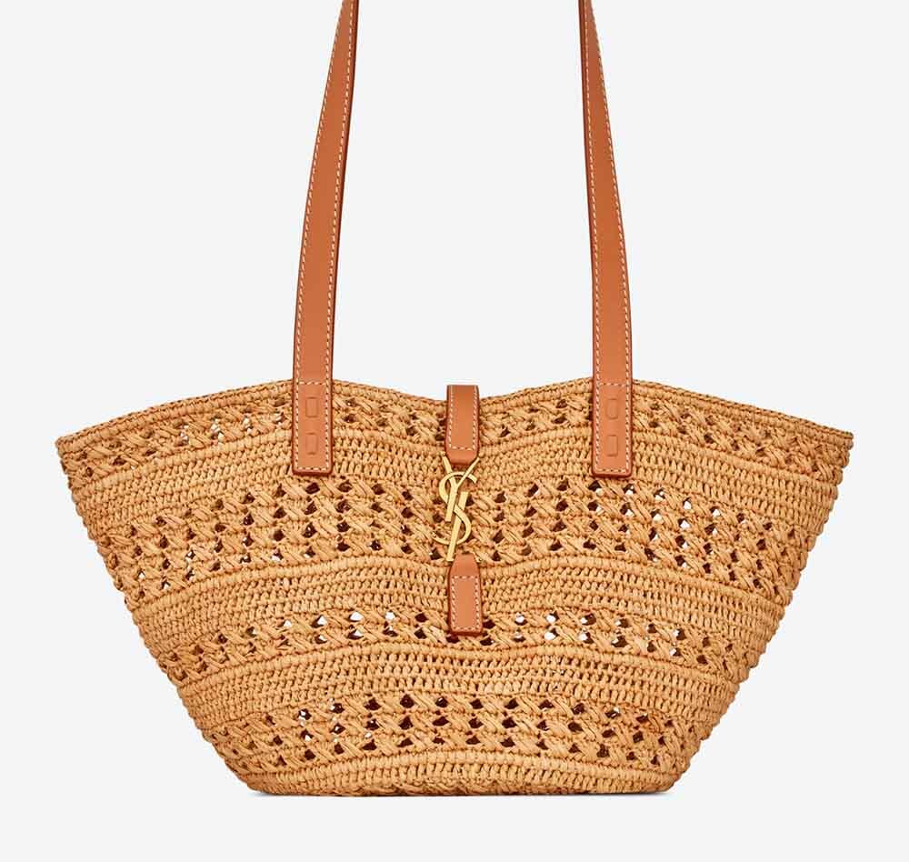 YSL Panier small raffia tote bag