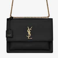 YSL Saint Laurent large Sunset Bag Black and gold