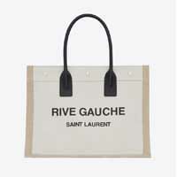 YSL Saint Laurent rive gauce tote bag small linen black logo