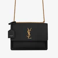 YSl Sunset Bag Black Medium Gold hardware