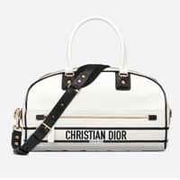 Christian MEDIUM DIOR VIBE ZIP BOWLING Bag White