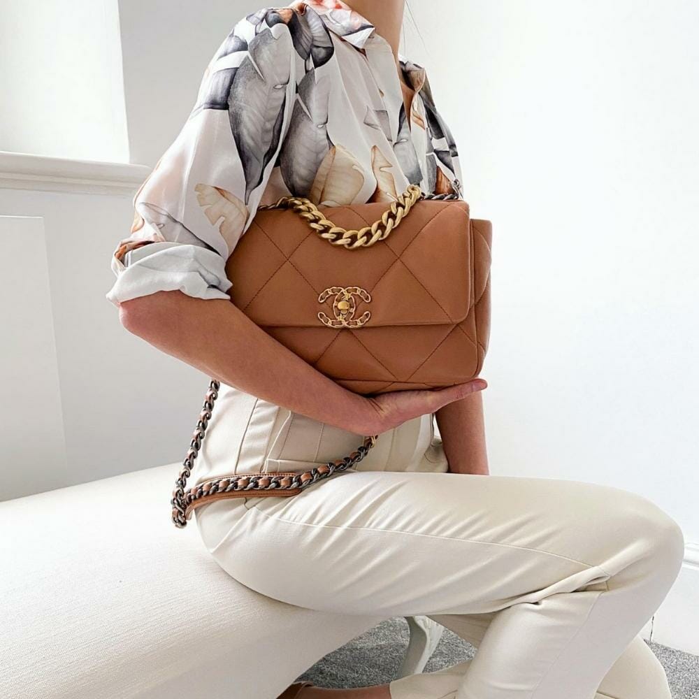 Small Chanel 19 Caramel Quilted Everyday Bag
