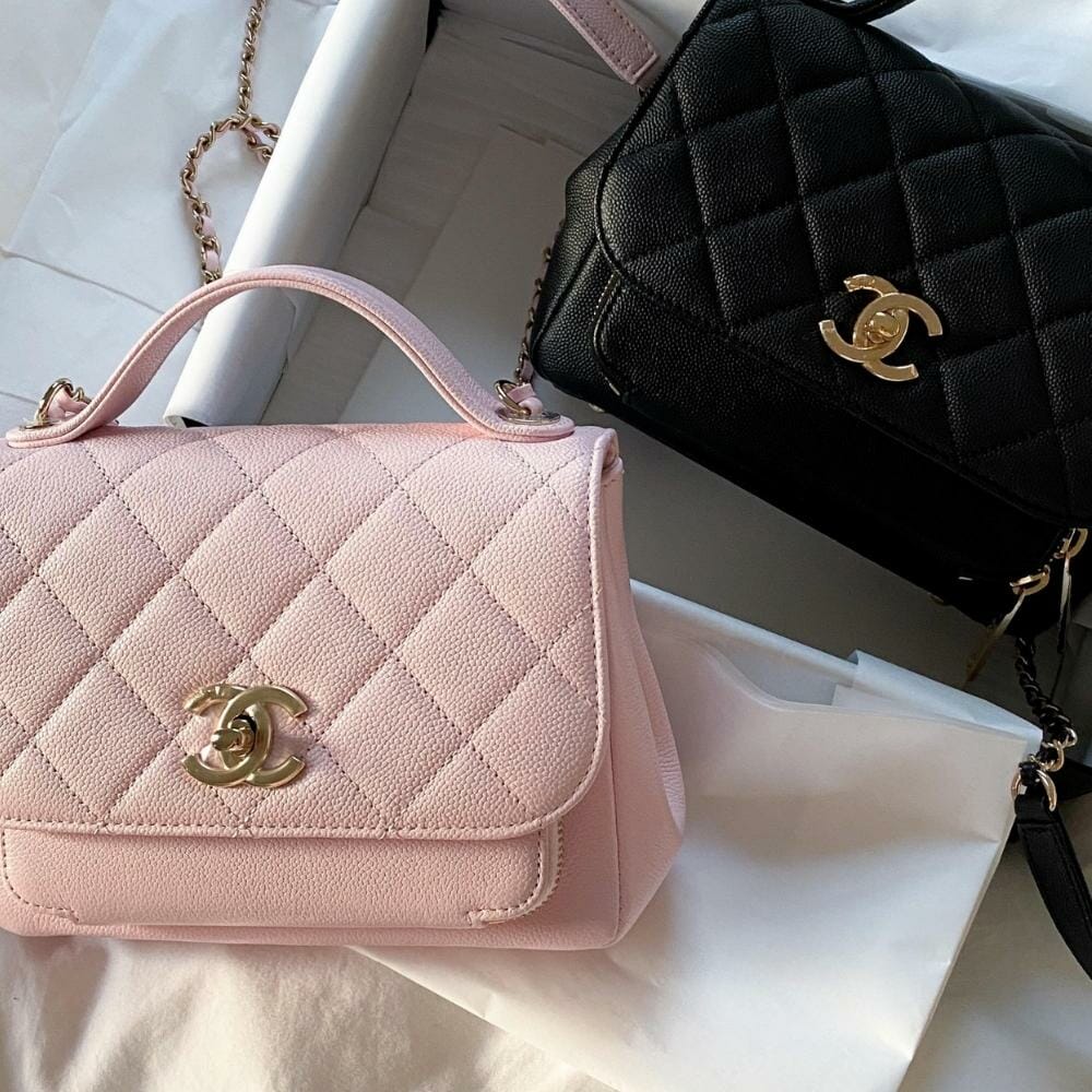 Chanel business Bolsa Affinity mini preto e rosa