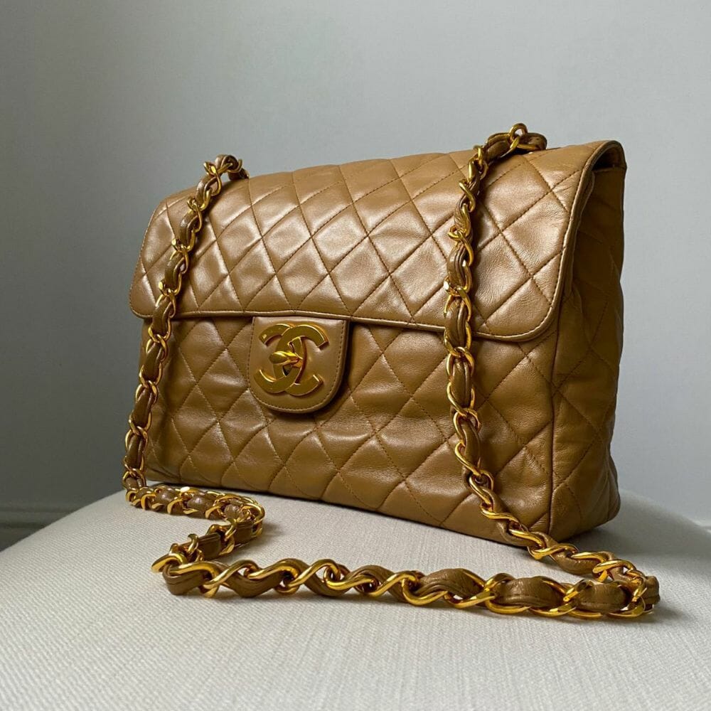 Chanel Lambskin Leather Small Diamond CC Flap Bag Gold with Gold Hardware