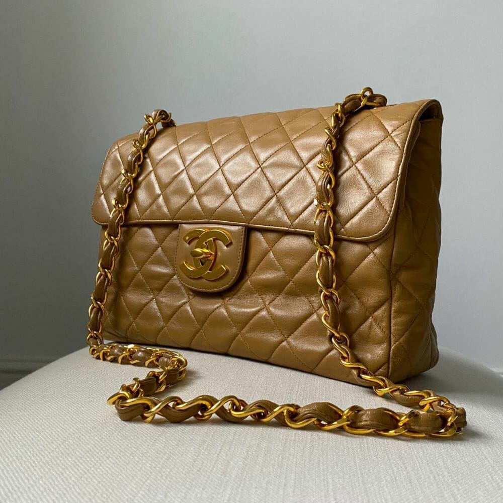 Chanel Classic Flap Vintage Beige Gold Hardware