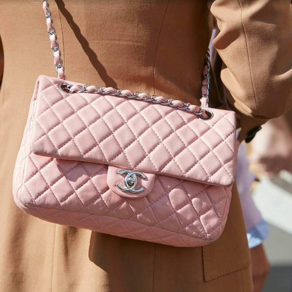 Chanel Classic Medium Flap in Baby Pink with Silver Hardware