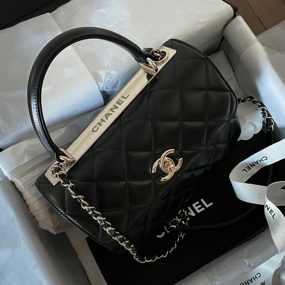 CHANEL classic flap handbag unboxing and review, small white caviar