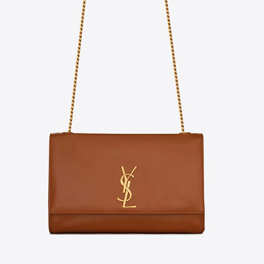 YSL Kate Medium Reversible Chain Bag In Leather Cannelle