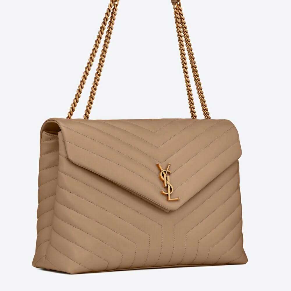 YSL LouLou Large Chain Bag In Greyish Brown