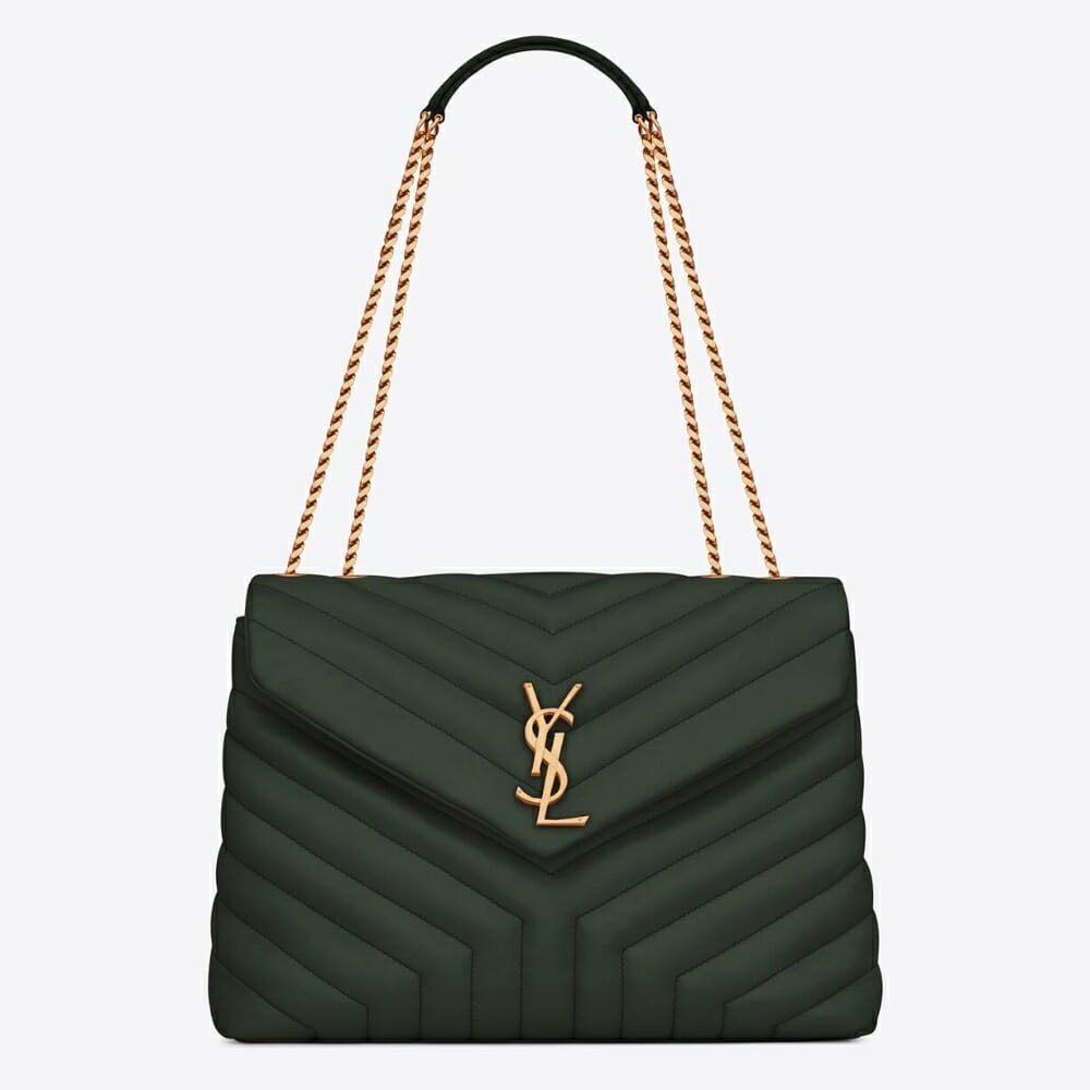 YSL LouLou Medium Bag in Vert Fonce