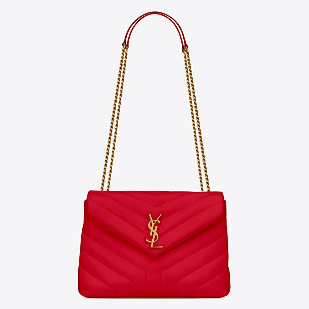 YSL LouLou Small Chain Bag In Dark Cherry