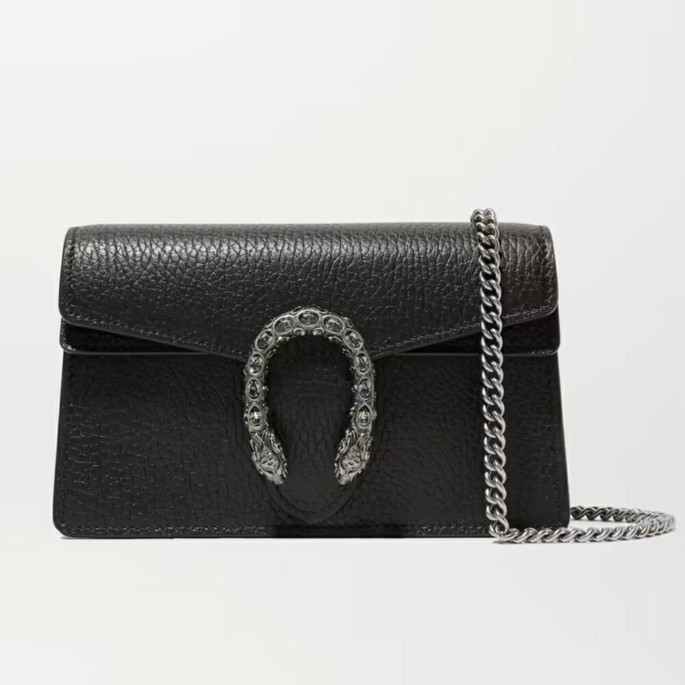 GUCCI Dionysus super mini textured-leather shoulder bag