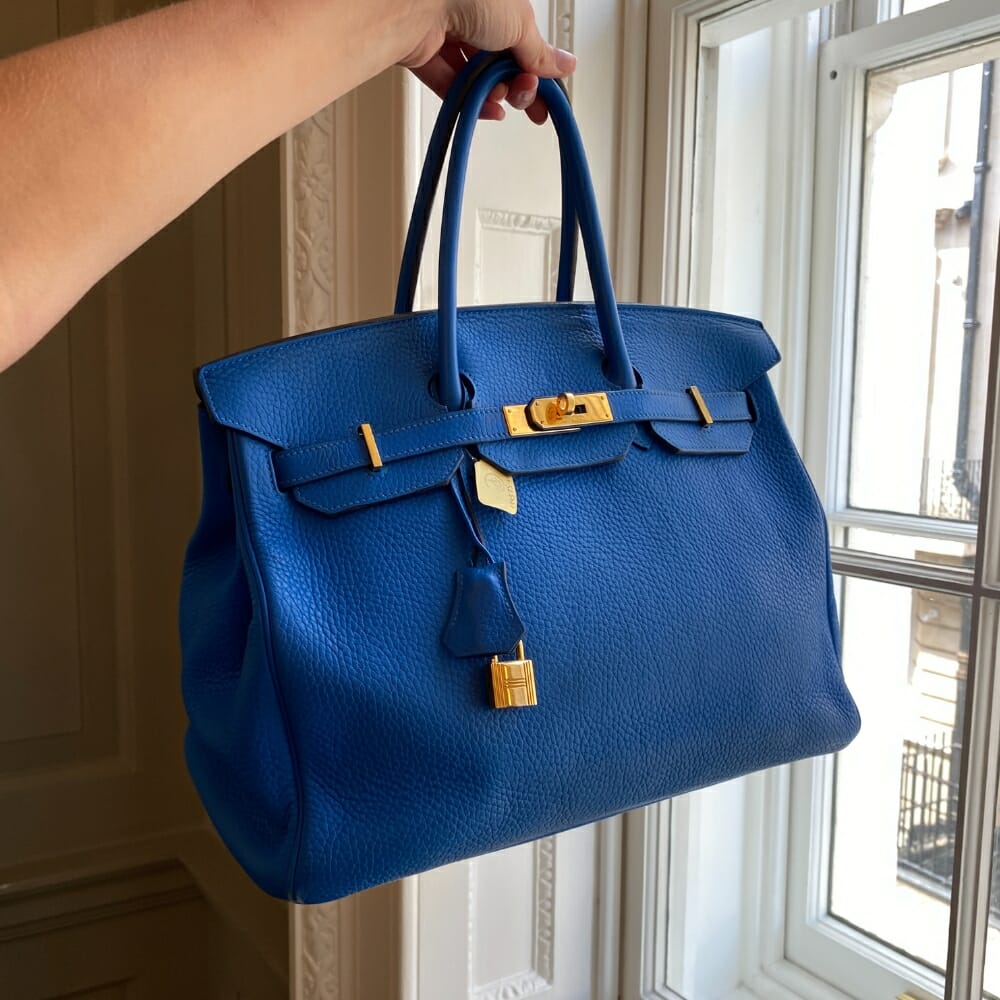 Hermes Birkin 35 Blue Gold hardware