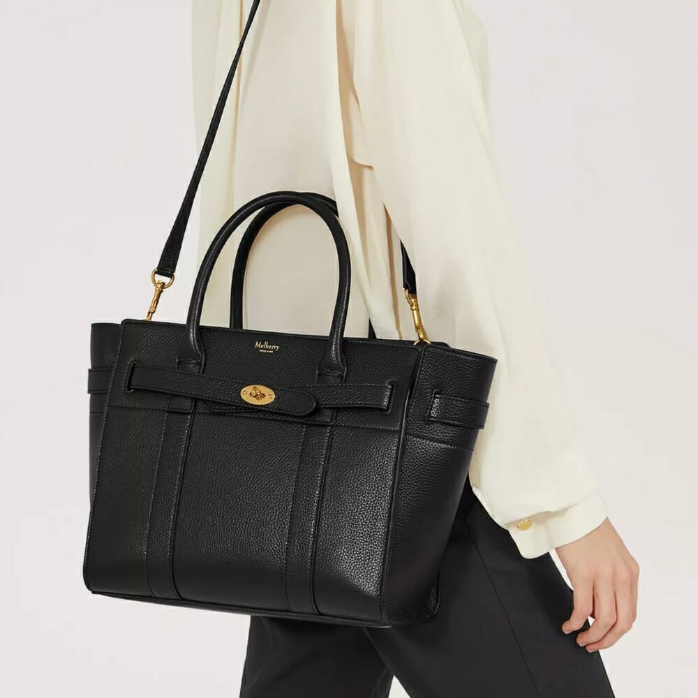 Mulberry Small Zipped Bayswater Black Small Classic Grain