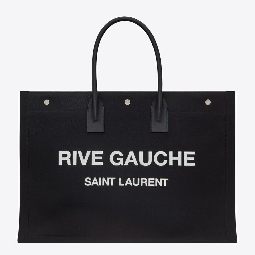 YSL Rive Gauche Tote Bag In Leather and Linen