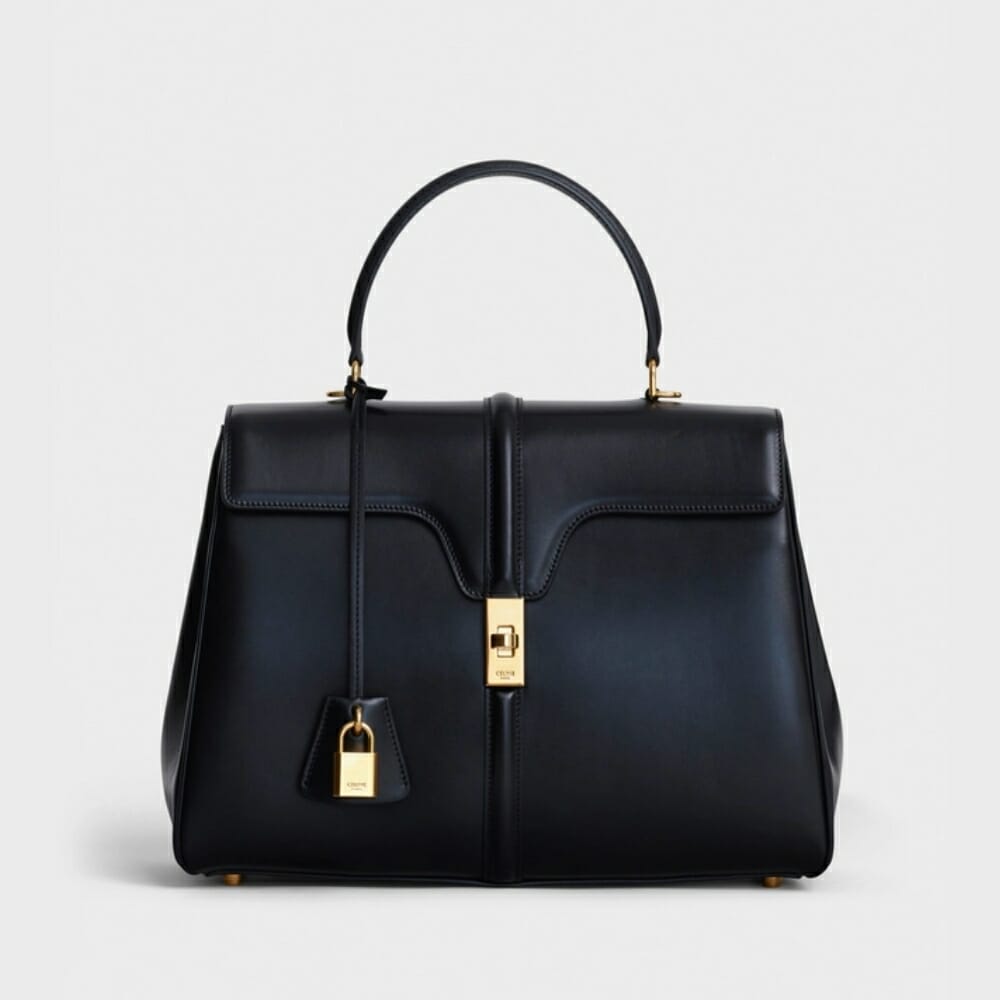 Celine Classique 16 Handbag Black In Satinated Calf Skin 