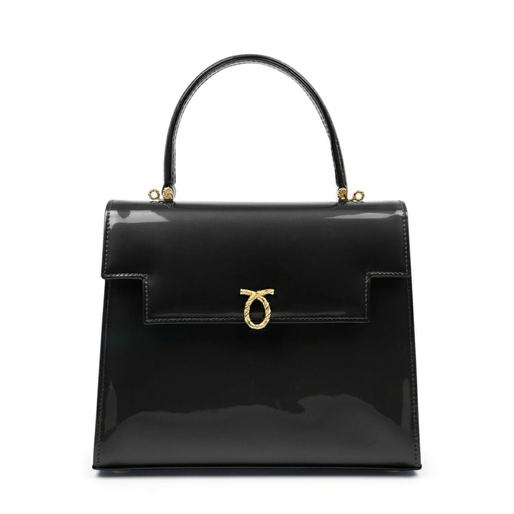 Launer London Traviata Black Patent Handbag