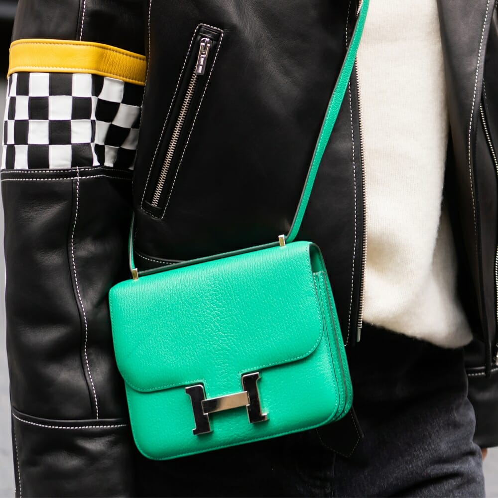 Hermes Constance Green Leather