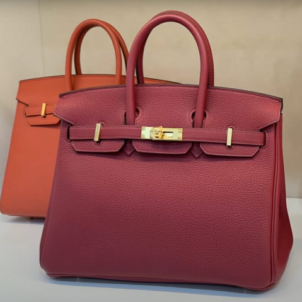 hermes birkin red grained leather
